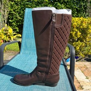 Size 11W wide-calf Isaac Mizrahi Live! Riding Boots. BNIB. Brown, leather